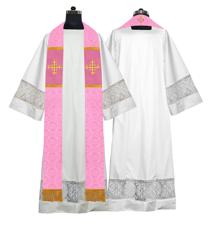 Liturgical Stole Adorned with Embroidered Cross Motif