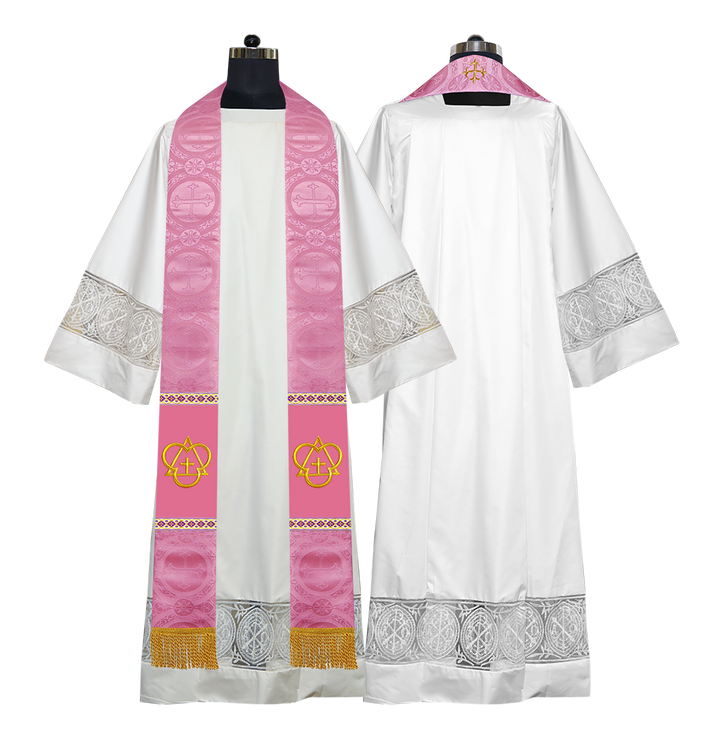 Clerical Stole with Embroidered Trinity Motif