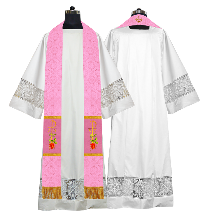 Elegant Clergy Stole with Grapes Embroidery