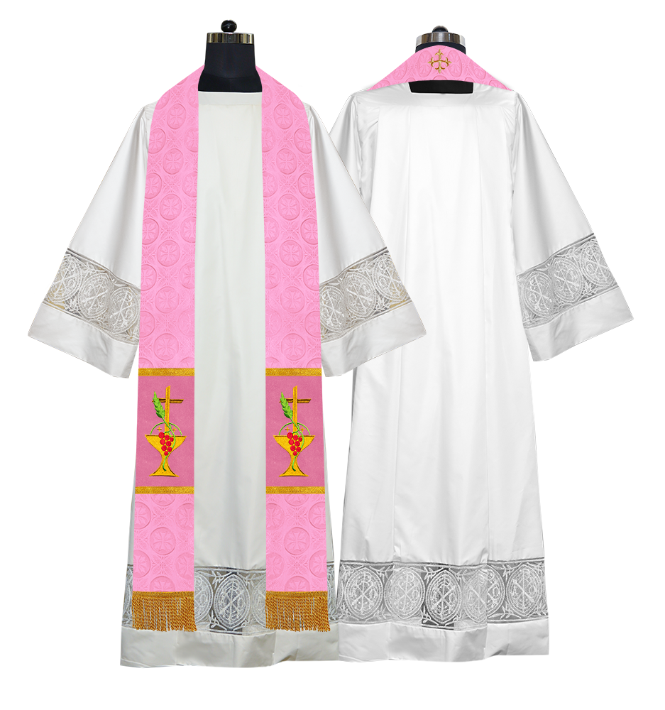 Elegant Clergy Stole with Grapes Embroidery