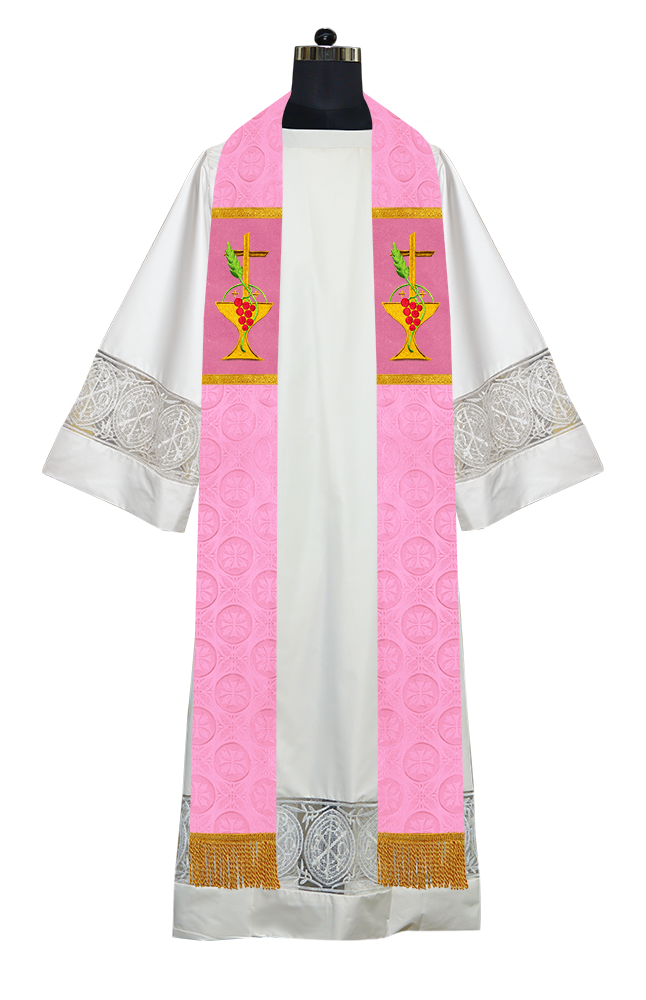 Elegant Clergy Stole with Grapes Embroidery