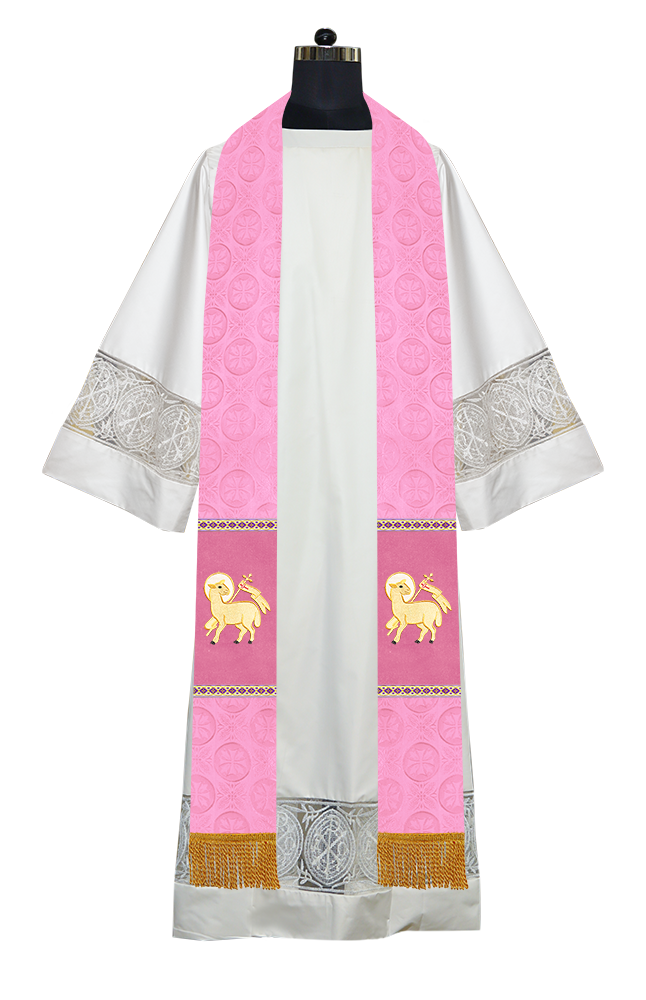 Liturgical Stole Adorned with Spiritual Motif and Trims
