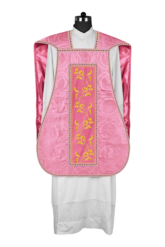 Roman Chasuble vestment with Floral Design and Trims