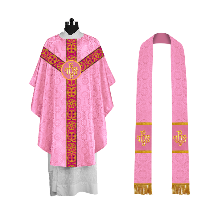 Gothic-Style Chasuble in Premium Fabric with Spiritual Motif