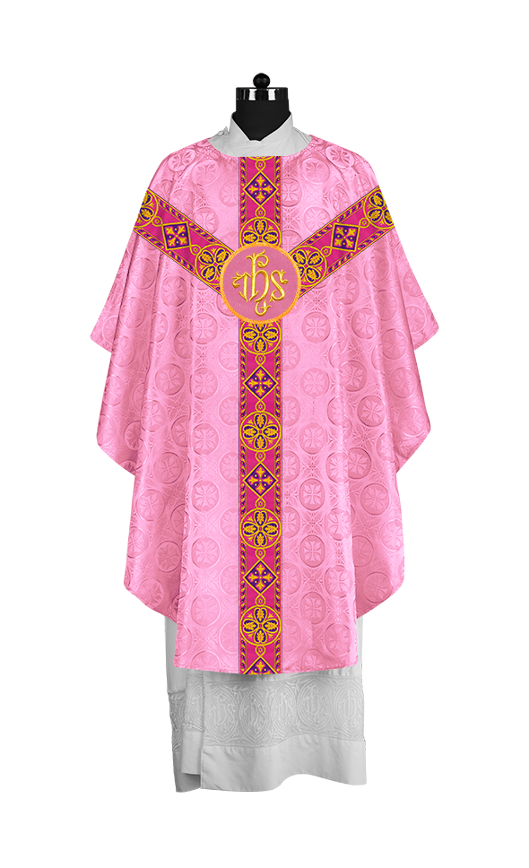 Elegant Gothic Chasuble with Ornate Braided Orphrey