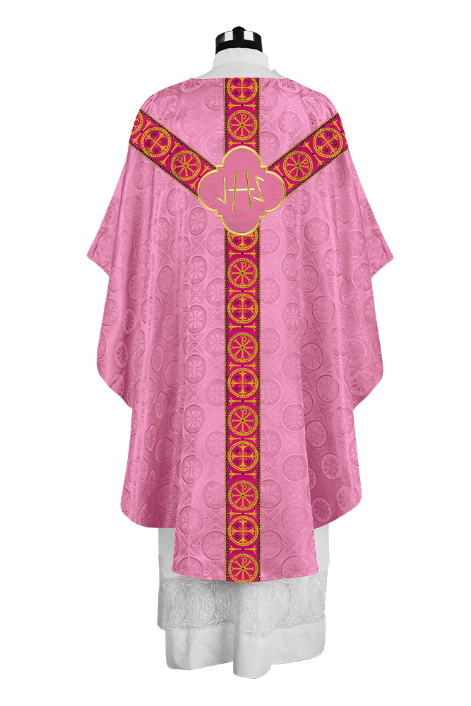Handcrafted Liturgical Chasuble Adorned with Braided Orphrey
