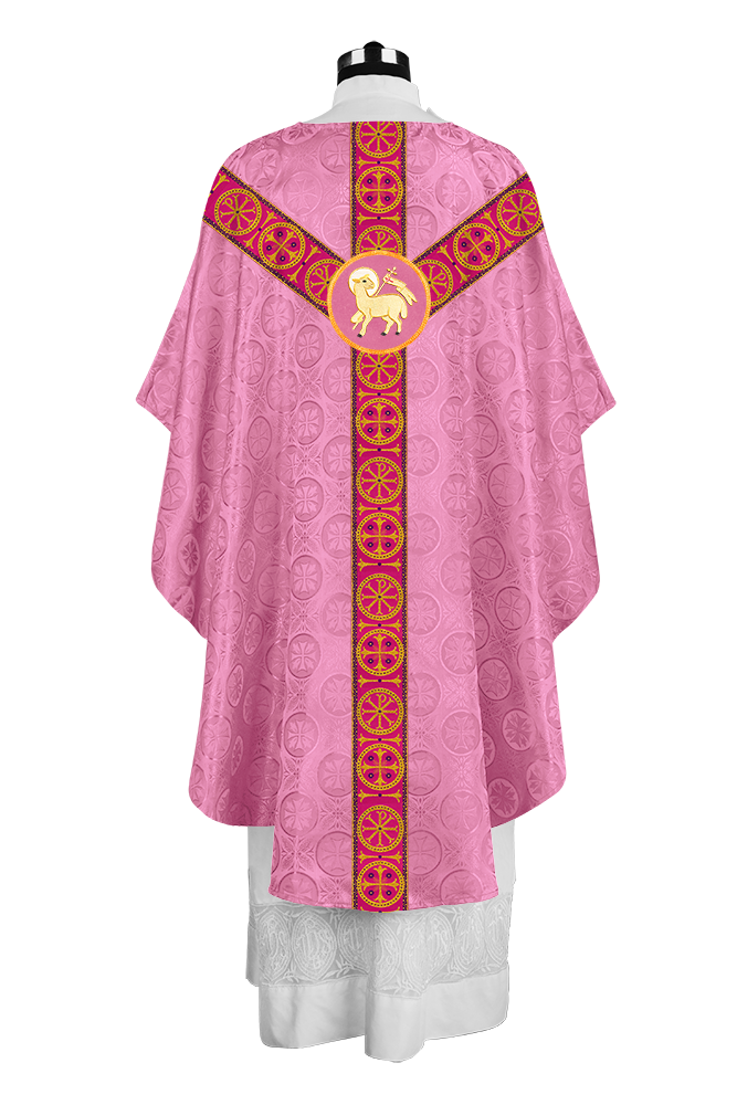 Gothic-Style Chasuble in Premium Fabric with Spiritual Motif