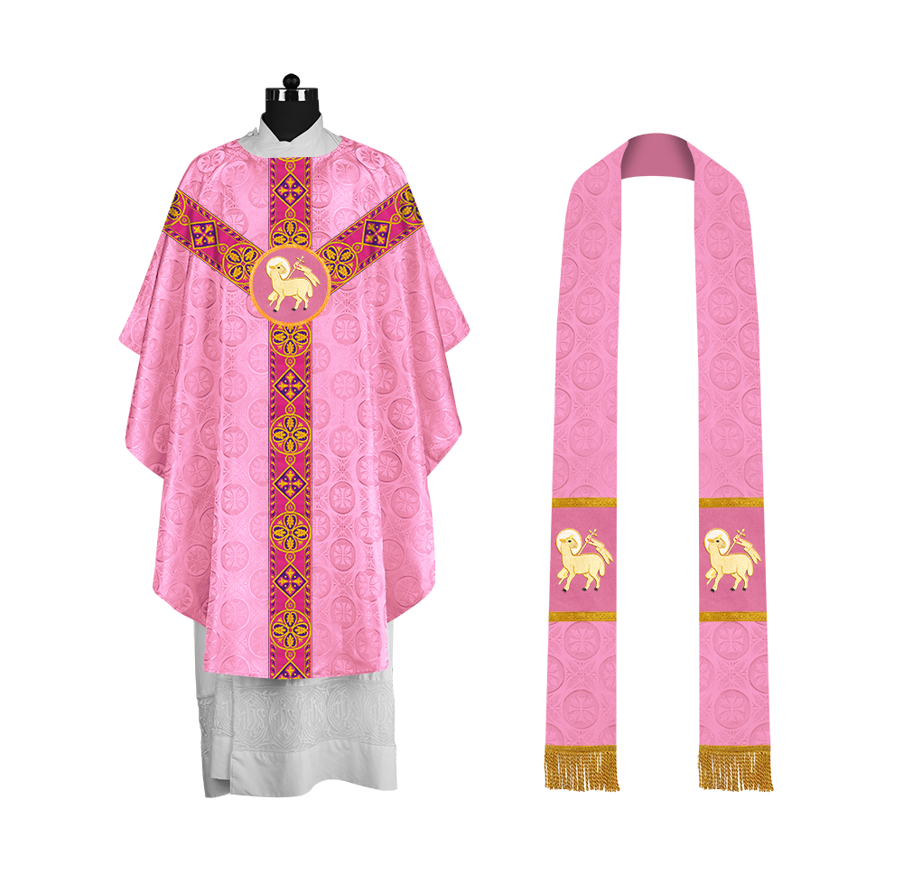 Elegant Gothic Chasuble with Ornate Braided Orphrey