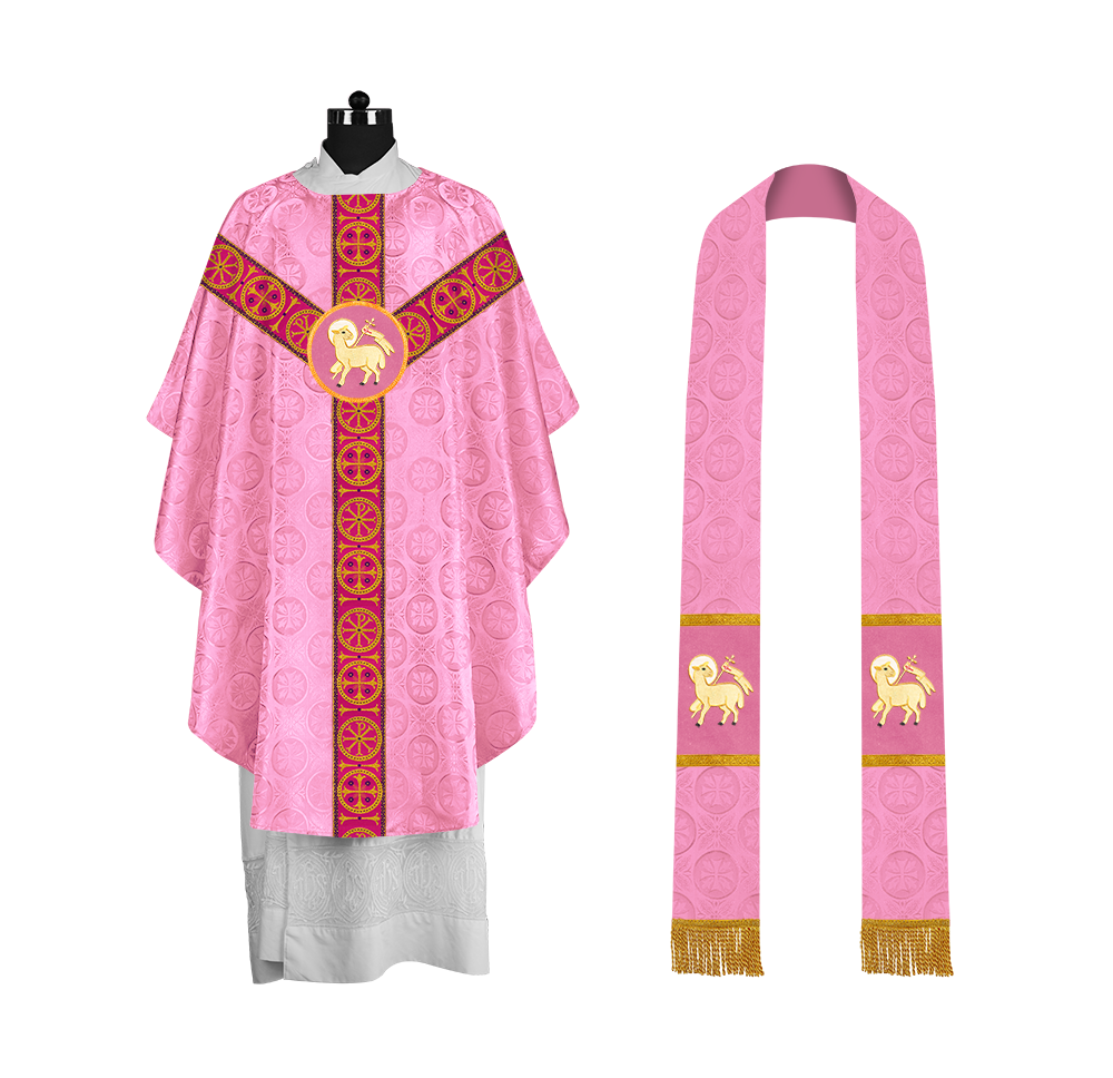 Gothic-Style Chasuble in Premium Fabric with Spiritual Motif