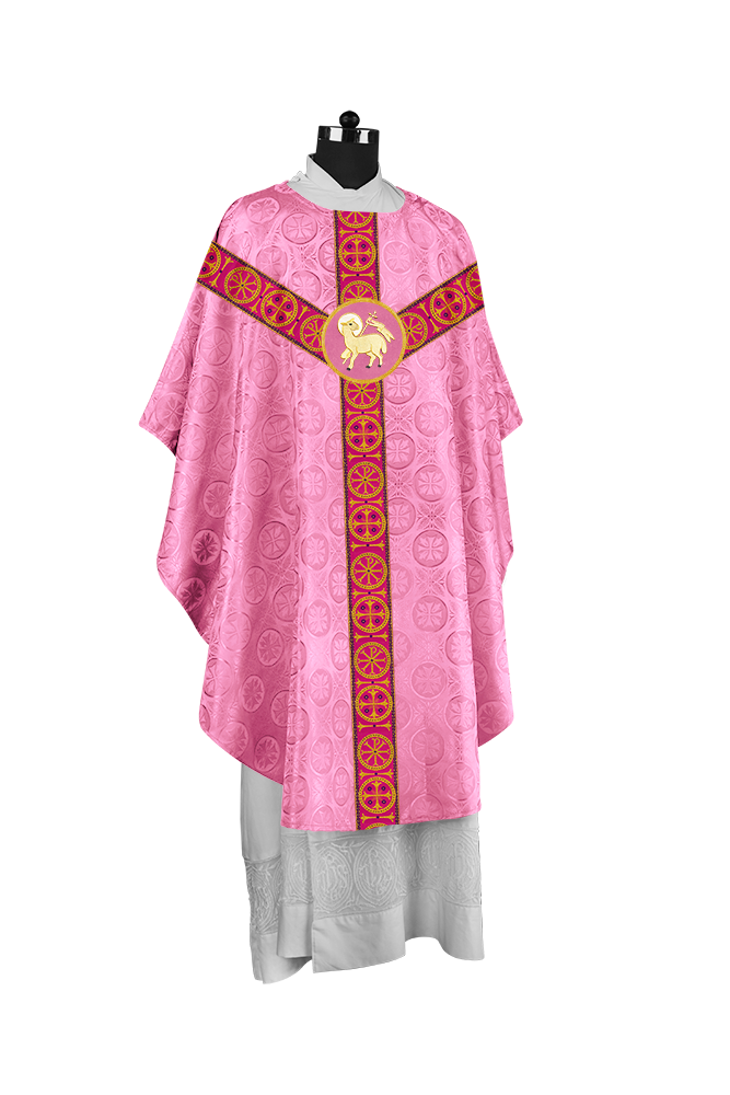 Gothic-Style Chasuble in Premium Fabric with Spiritual Motif