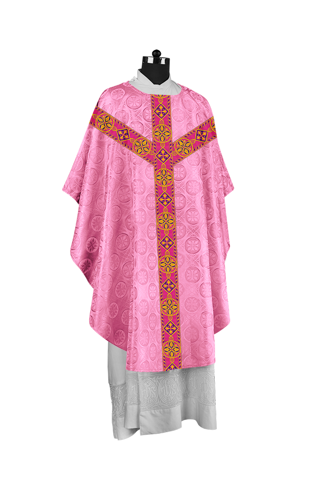 Elegant Gothic Chasuble with Ornate Braided Orphrey