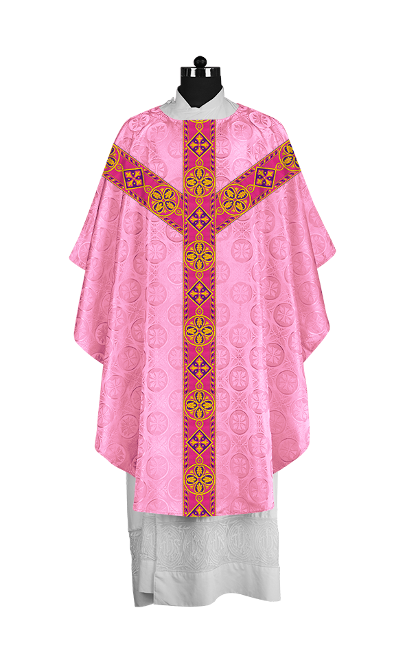 Elegant Gothic Chasuble with Ornate Braided Orphrey