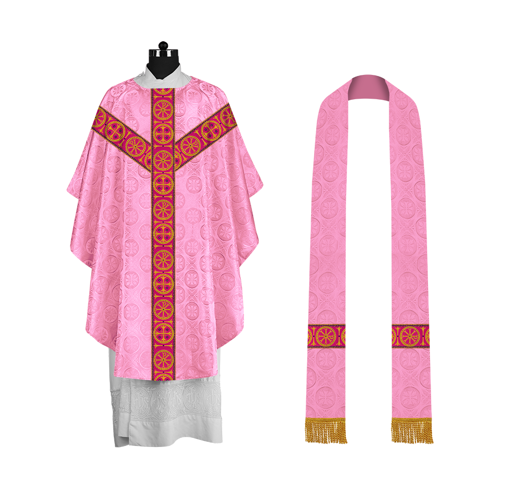 Gothic-Style Chasuble in Premium Fabric with Spiritual Motif