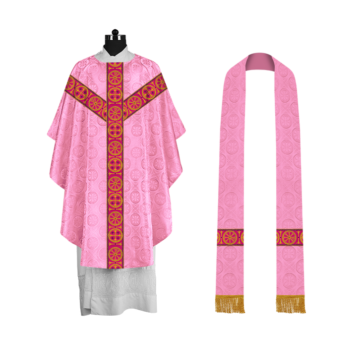 Gothic-Style Chasuble in Premium Fabric with Spiritual Motif