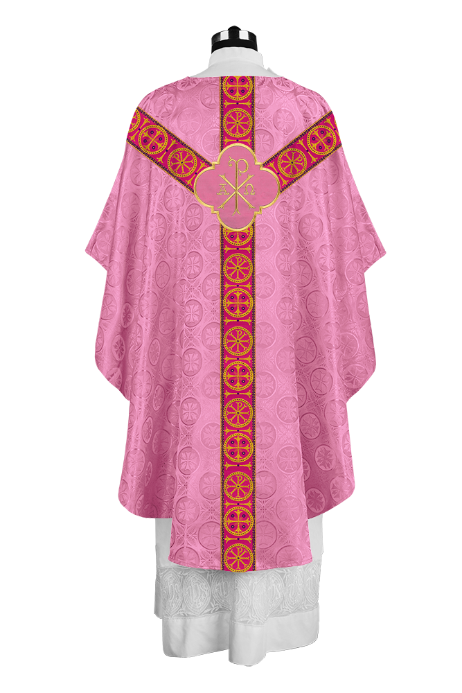 Handcrafted Liturgical Chasuble Adorned with Braided Orphrey