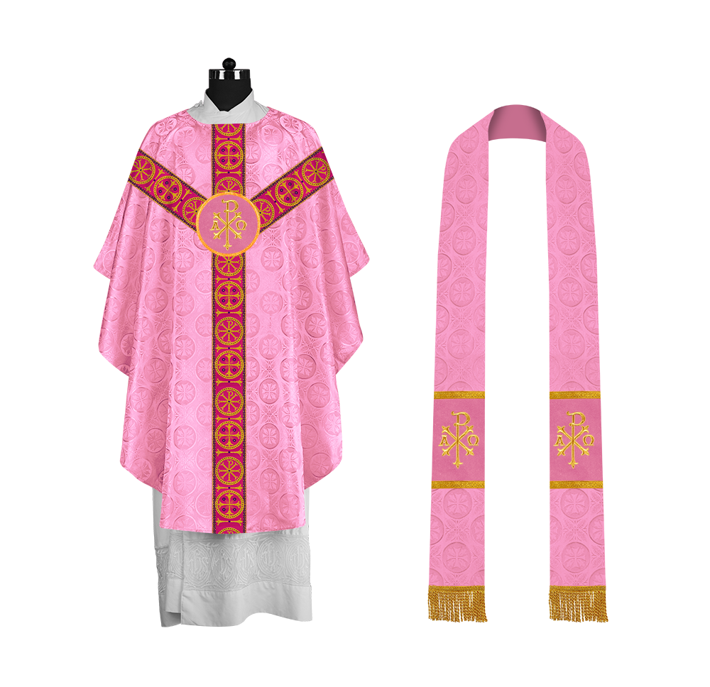 Gothic-Style Chasuble in Premium Fabric with Spiritual Motif