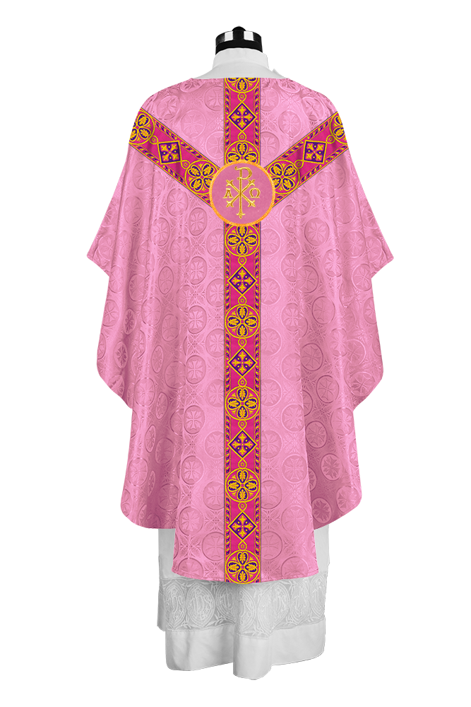 Elegant Gothic Chasuble with Ornate Braided Orphrey