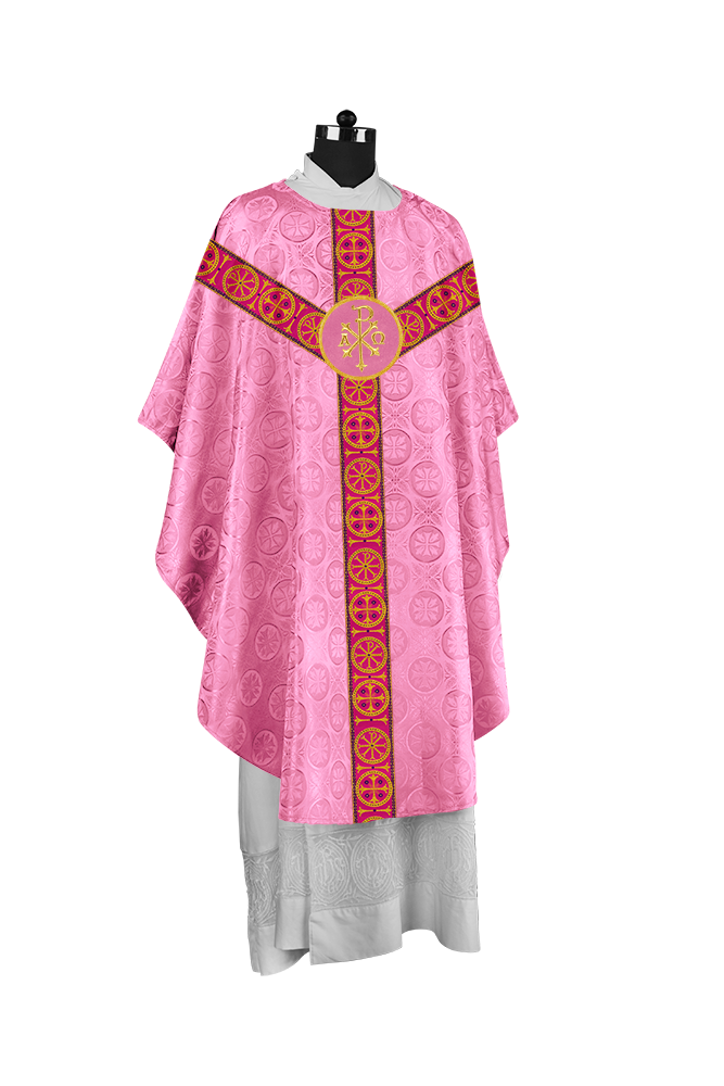 Gothic-Style Chasuble in Premium Fabric with Spiritual Motif