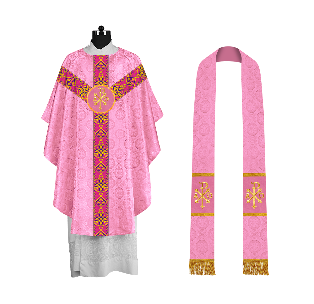 Elegant Gothic Chasuble with Ornate Braided Orphrey