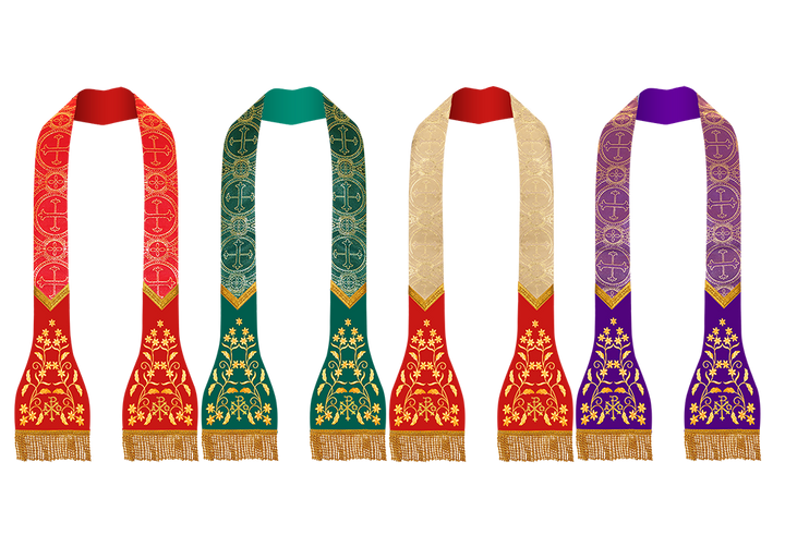SET OF 4 ROMAN STOLE WITH FLORAL DESIGN