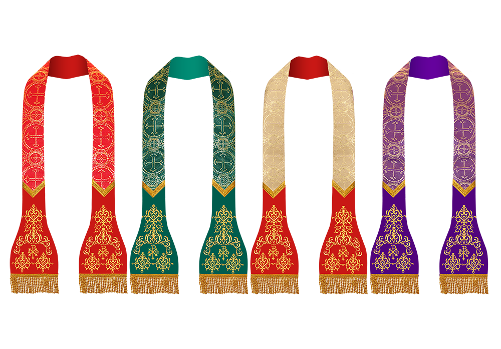 SET OF 4 ROMAN STOLE WITH ADORNED MOTIF