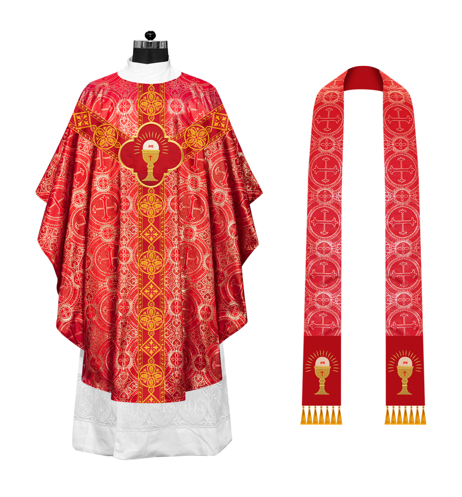 Liturgical Gothic Chasuble Vestment with Y Type Braided Orphrey