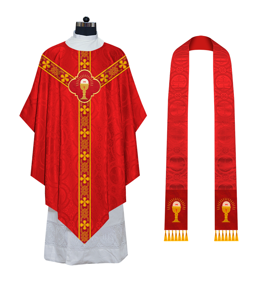 Pugin Gothic Chasuble with Designer Orphrey - Elegant Catholic Vestment