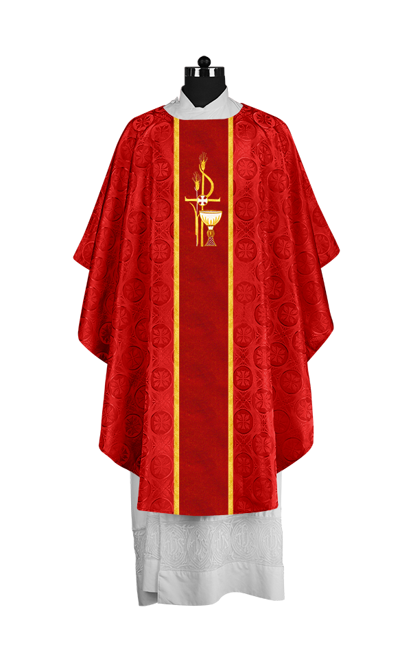 Gothic Chasuble with Elegant Embroidered Liturgical Motif