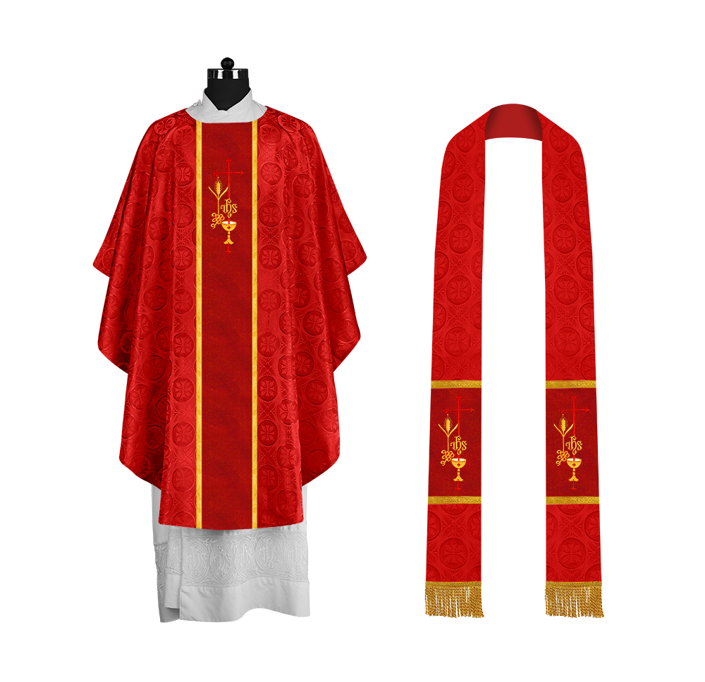 Gothic Chasuble with Elegant Embroidered Liturgical Motif
