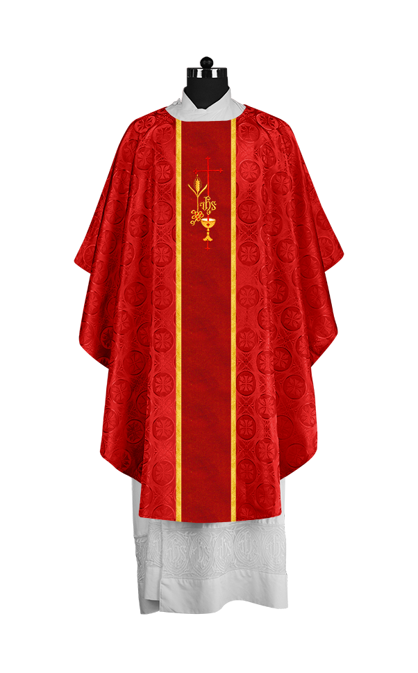 Gothic Chasuble with Elegant Embroidered Liturgical Motif