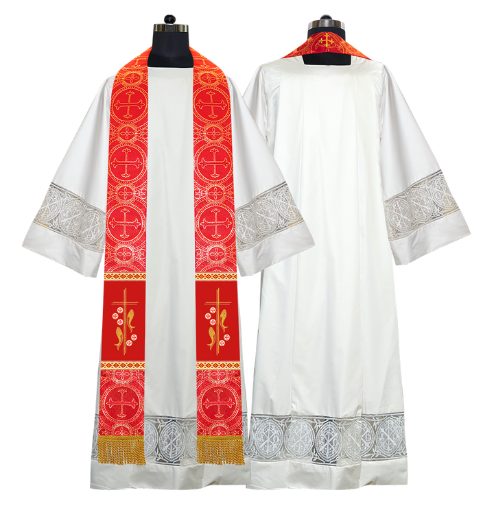 Clergy Stole with Embroidered Fish and Loaves