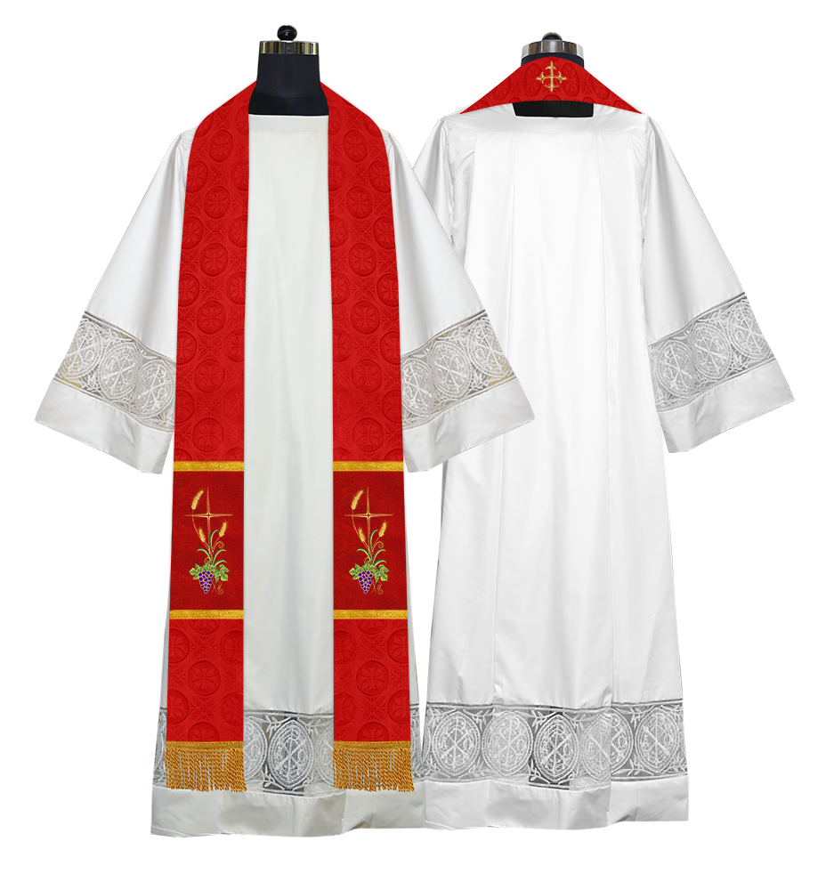 Clergy Stole with Embroidered Liturgical Motif