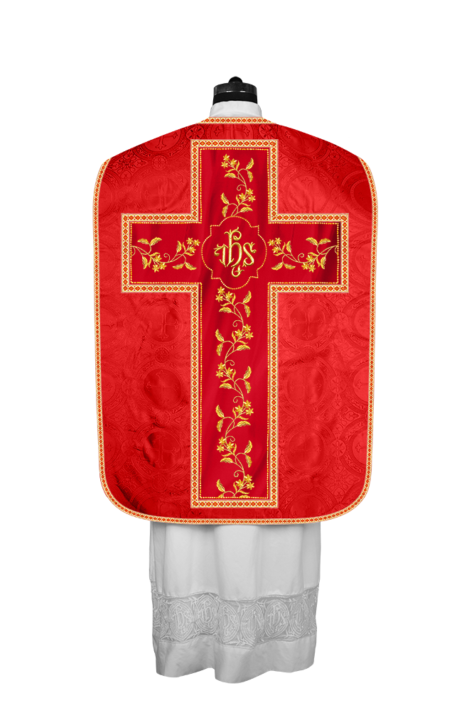 Roman Chasuble vestment with Floral Design and Trims