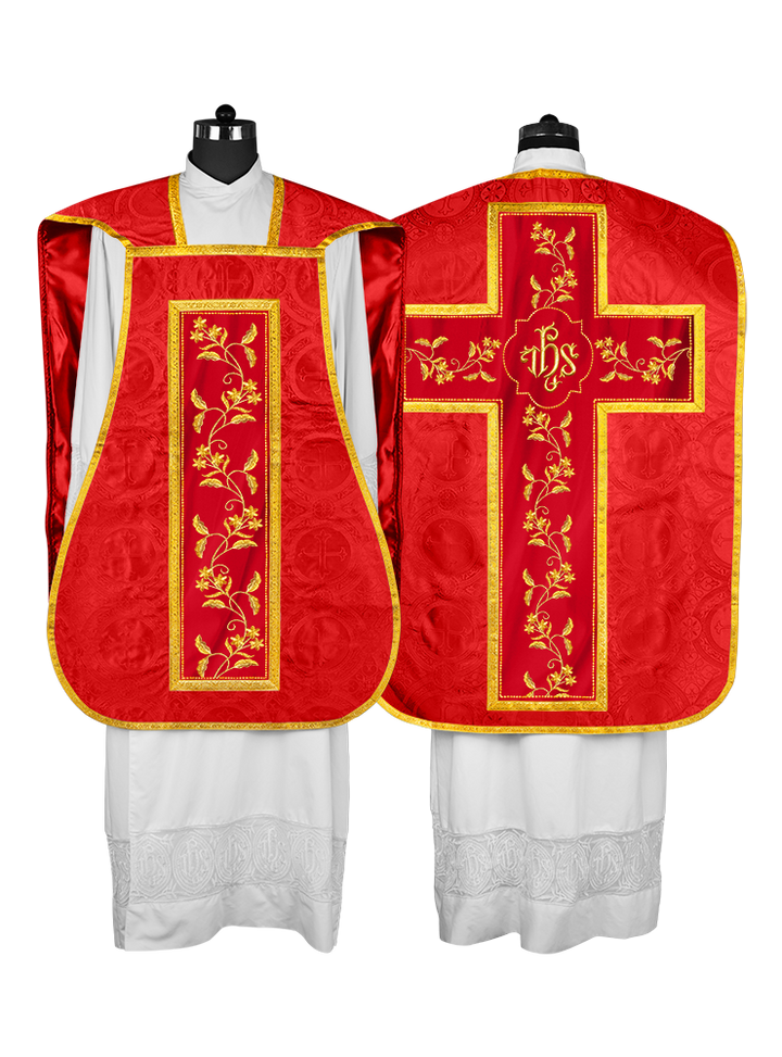 Elegant Roman chasuble vestment - Floral collection