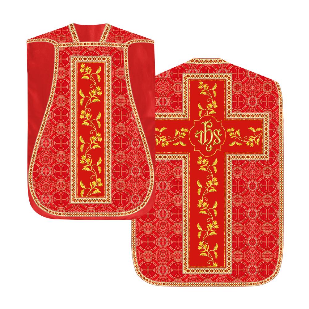 Roman Chasuble vestment with Floral Design and Trims