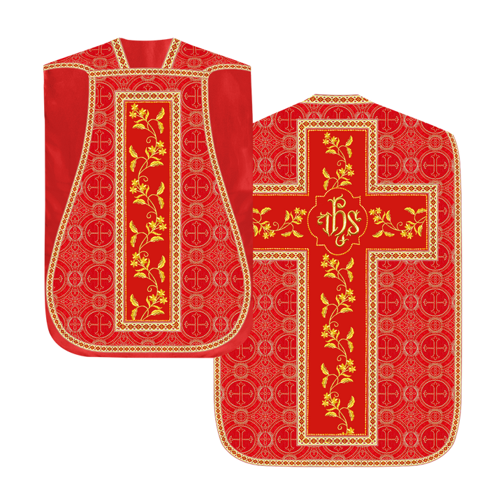 Roman Chasuble vestment with Floral Design and Trims