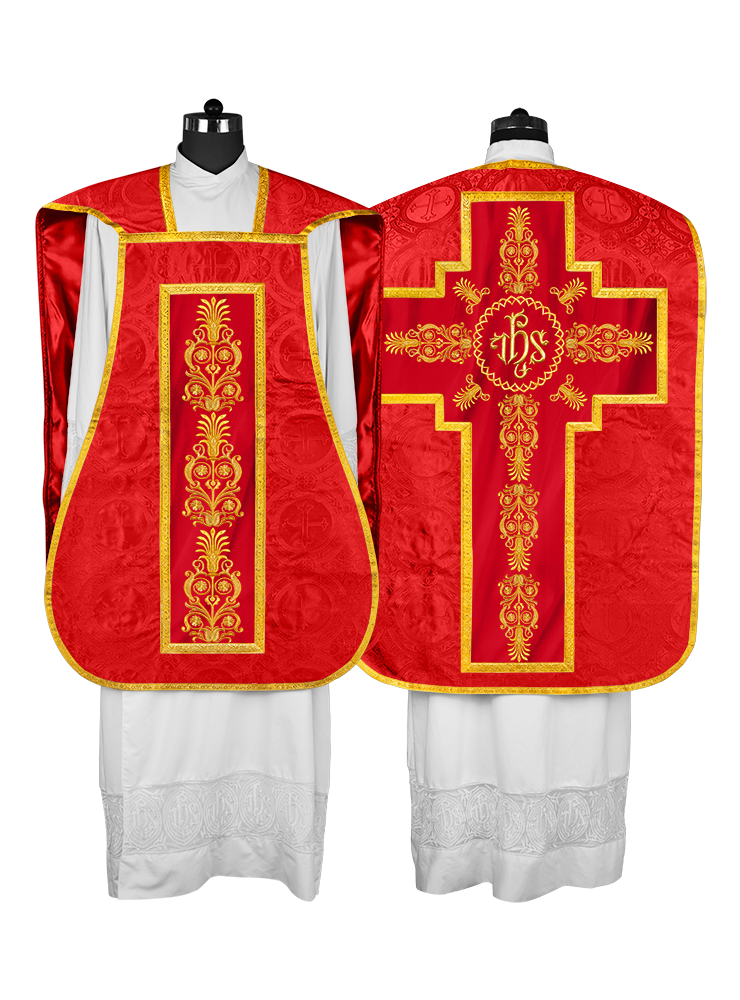 Elegant Roman Fiddleback Chasuble Vestment - Victoria Collection