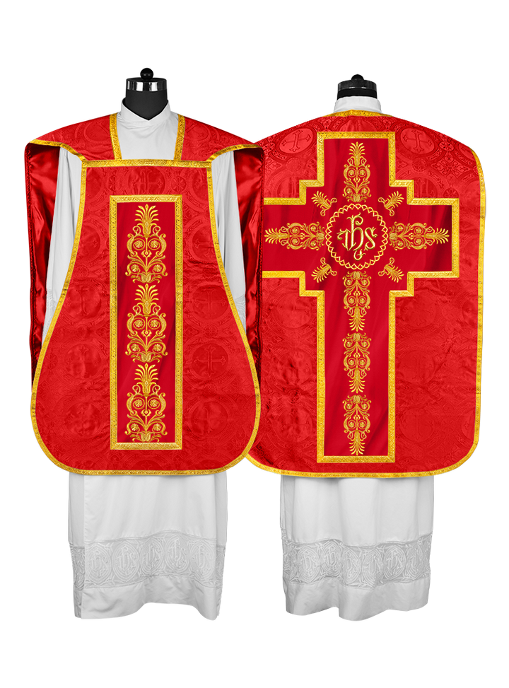 Elegant Roman Fiddleback Chasuble Vestment - Victoria Collection