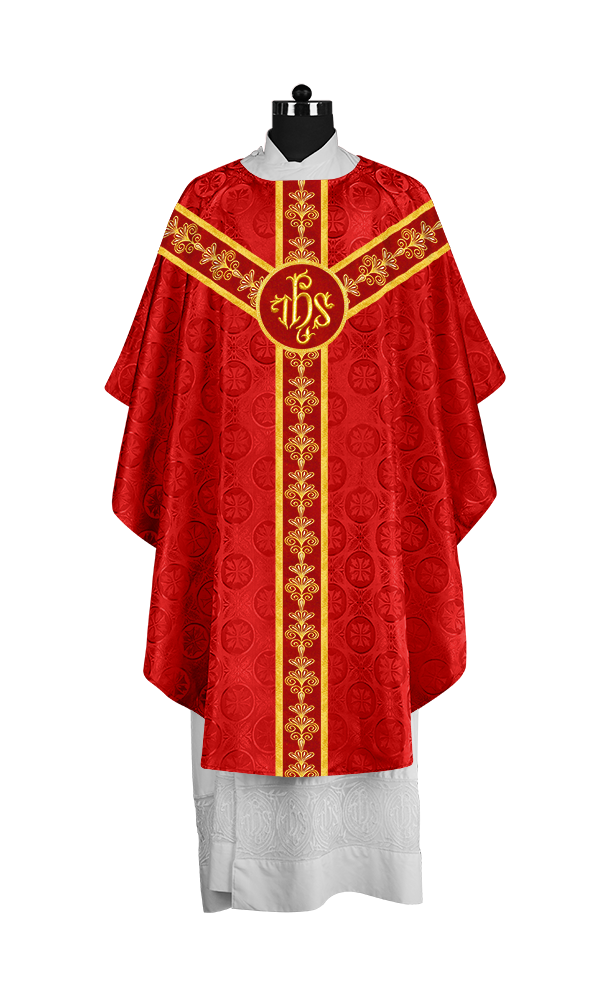 Priest Chasuble Vestment with Liturgical Embroidered Motif