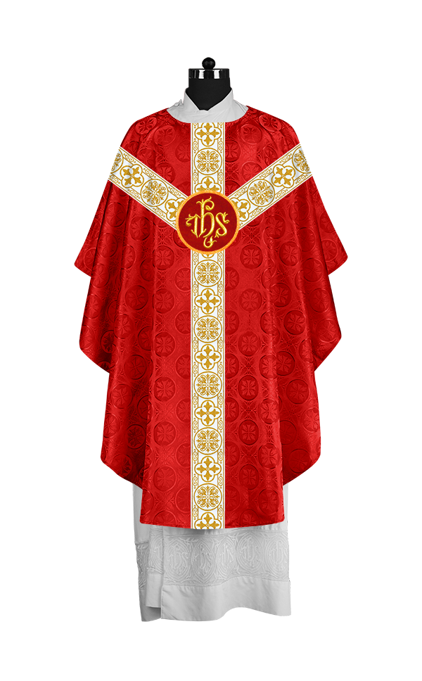 Priest Chasuble with Classic Braided Orphrey and Trims