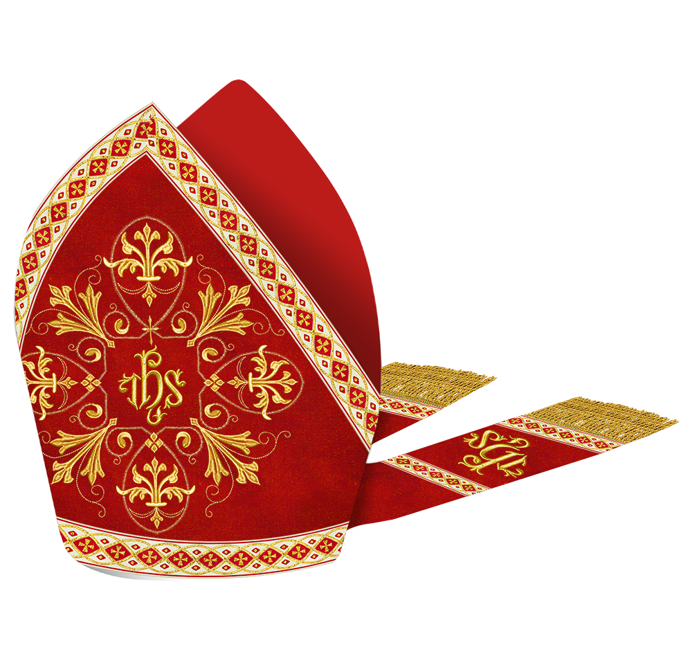 Mitre with Embroidered Motif and Trims