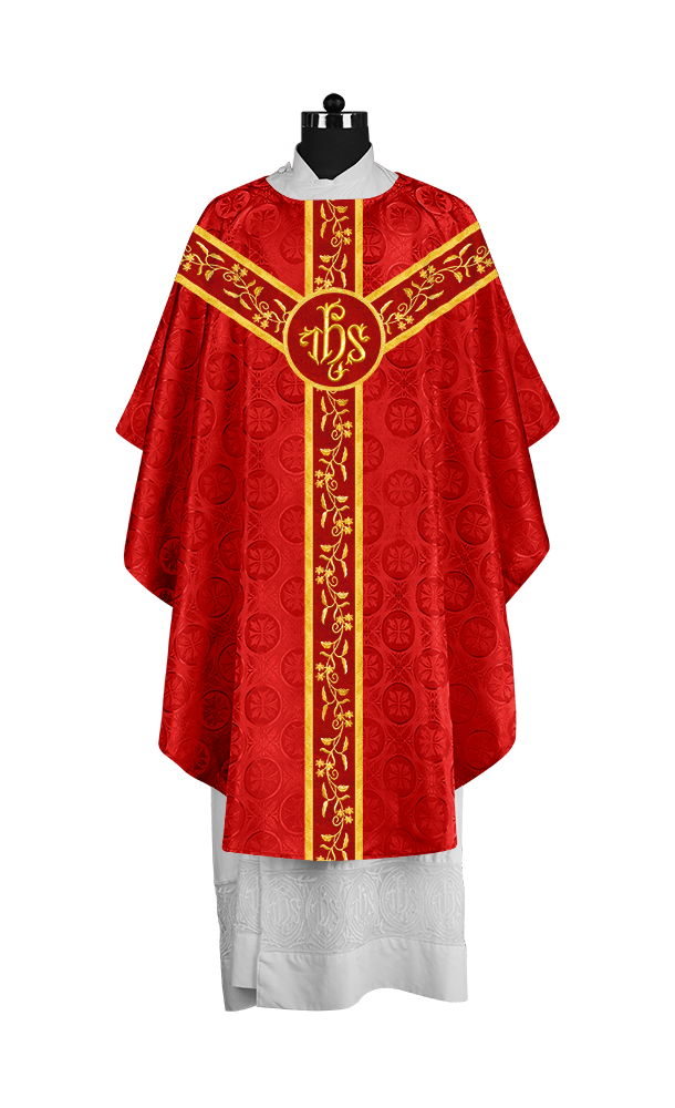 Gothic Chasuble with Embroidered Orphrey and Motifs