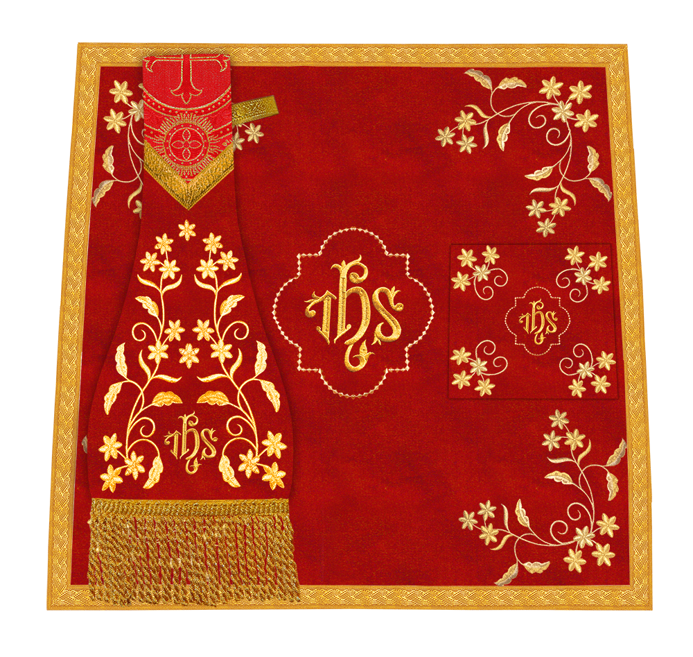 Beautiful mass set with golden embroidery - Floral collection