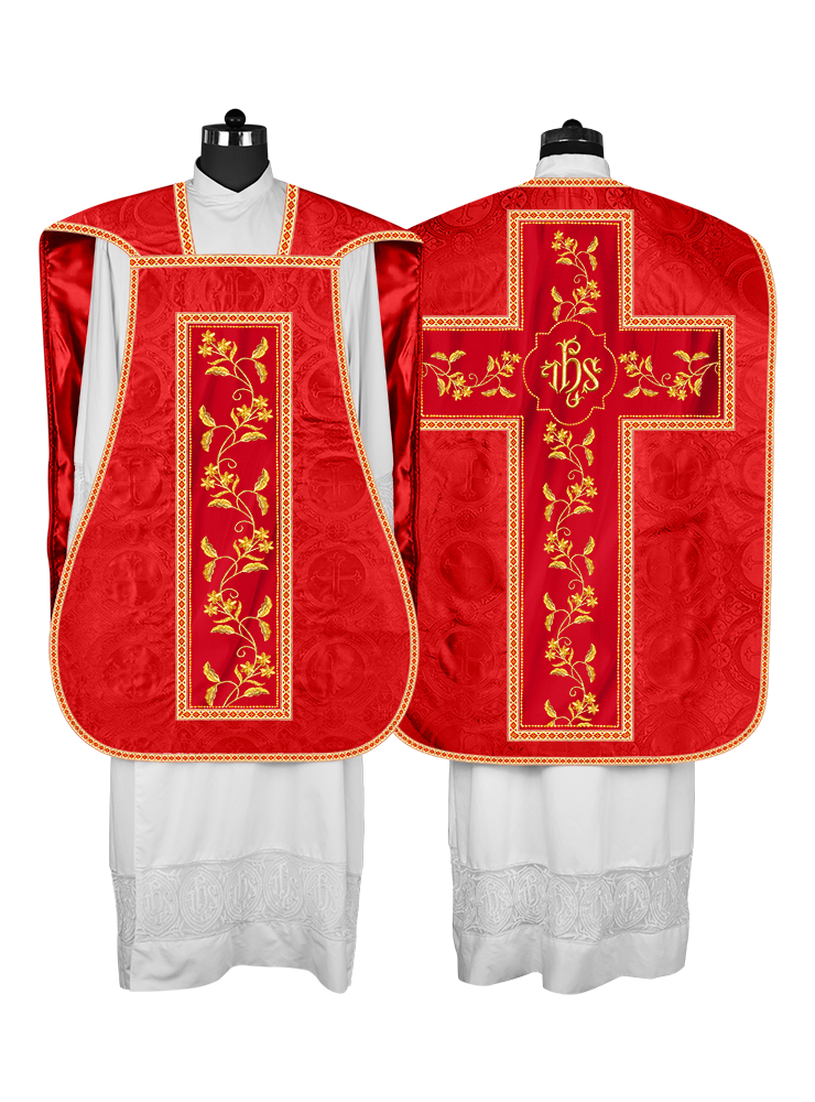 Roman Chasuble vestment with Floral Design and Trims