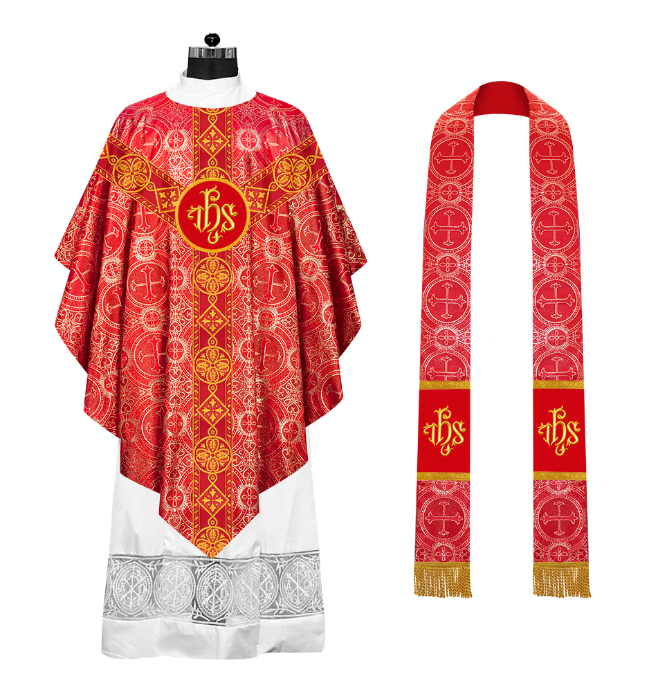 Pugin Style Chasuble with Embroidered Orphrey