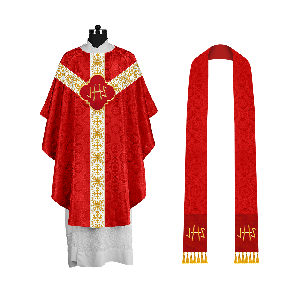 Gothic Chasuble with Woven Braided Orphrey Detailing