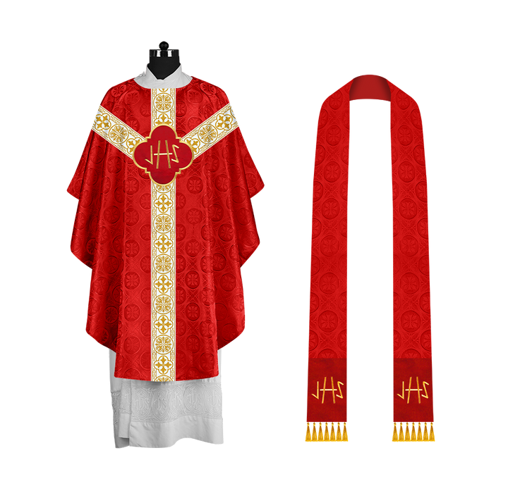 Gothic Chasuble with Woven Braided Orphrey Detailing