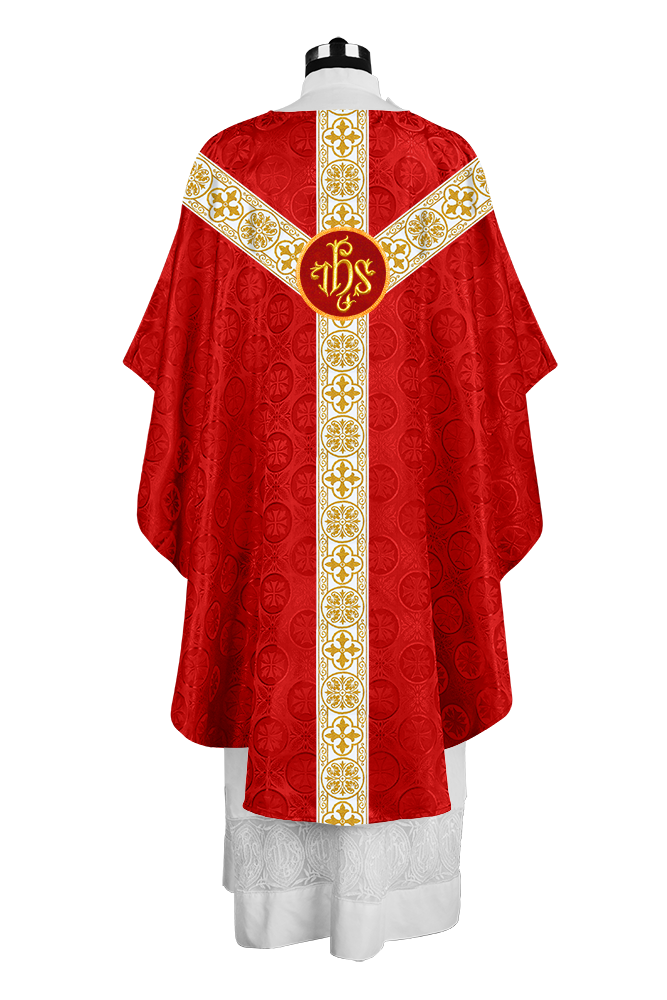 Priest Chasuble with Classic Braided Orphrey and Trims
