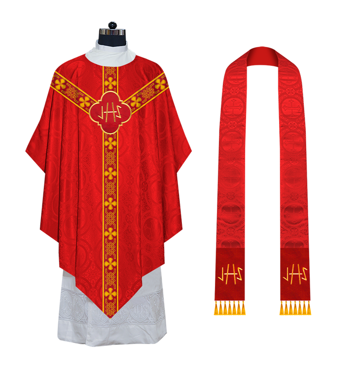 Pugin Gothic Chasuble with Designer Orphrey - Elegant Catholic Vestment