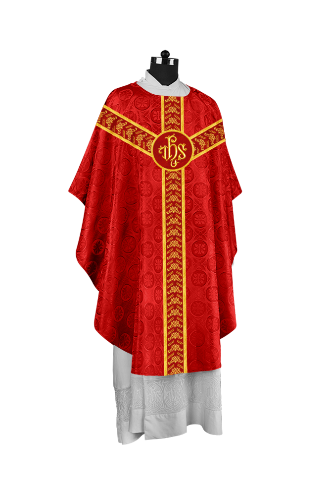 Traditional Gothic Chasuble Vestment with Embroidered Orphrey